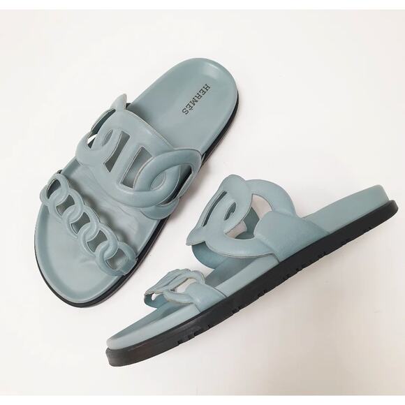 Hermes Extra Sandals Blue Flip Flops Sz.37 - Picture 2 of 5